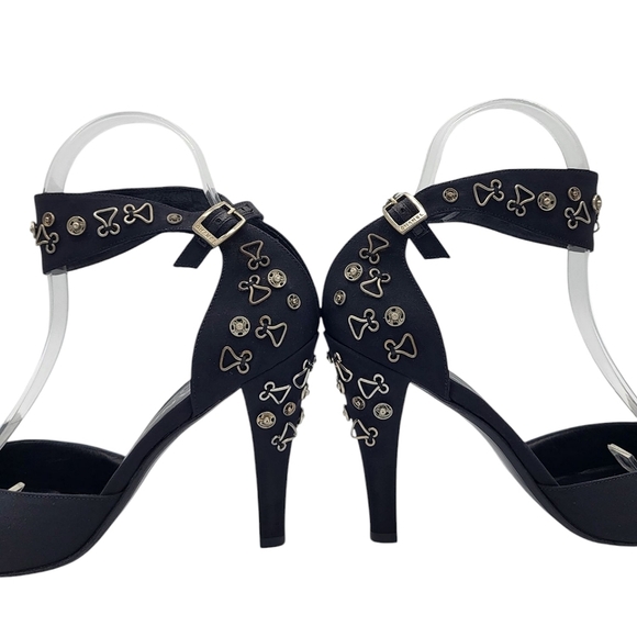 CHANEL 2003 Snap Collection Ankle Strap Pumps With Metal Snaps & Hooks Black 38 - Picture 7 of 16